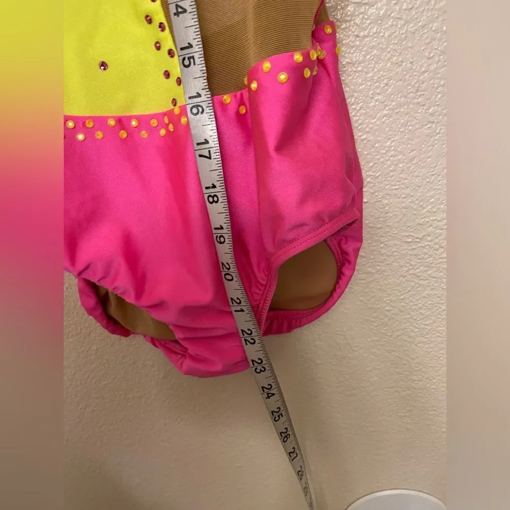 Patrick J dance custom Solo neon pink yellow gravity leotard illusion MA adult